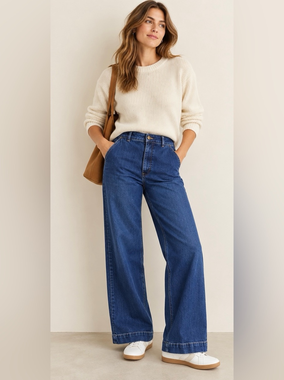 J. Crew High Rise Trouser Jeans Wide Leg Blue Denim Size 28